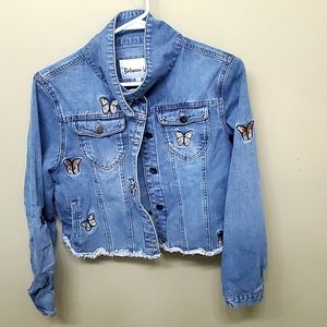 Larger butterfly jean jacket barely worn